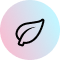 Vegan leaf symbol on pink and blue backdrop