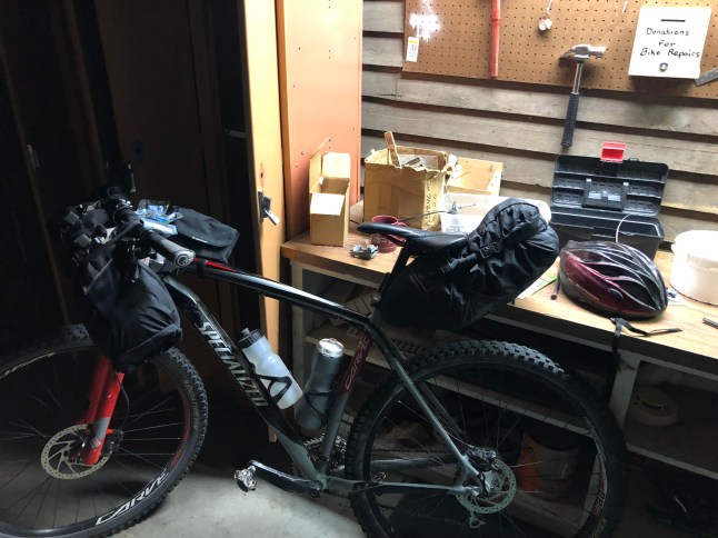 Bike repair room in the Turner Katy Trail Shelter in Tebbetts, MO.
