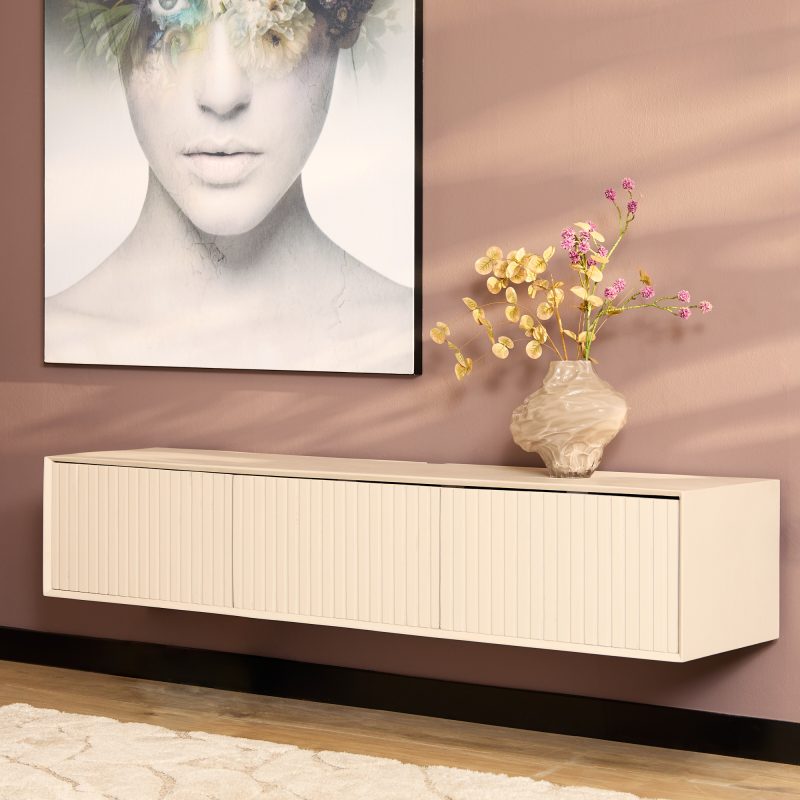 Zwevend tv-meubel Madison Zand Mangohout 160 cm