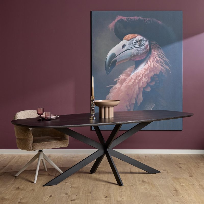 Deens ovale Eettafel Ferris Zwart Eikenhout 180 cm