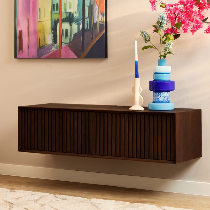 Zwevend tv-meubel Madison Bruin Mangohout 120 cm