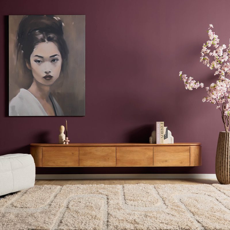 Zwevend tv meubel Ambiance van Starfurn gemaakt van Mangohout in de kleur naturel