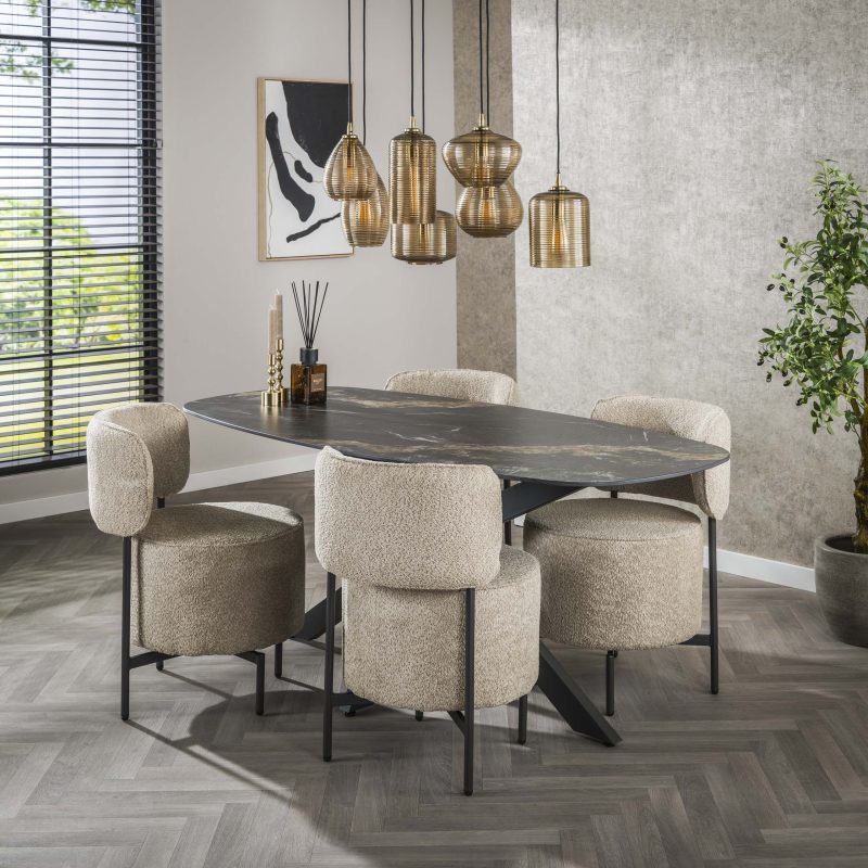 Eettafel Spider deens ovaal 180cm / Keramiek fossil black - 180
