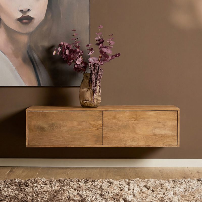 Zwevend tv-meubel Vision Naturel Mangohout 120 cm