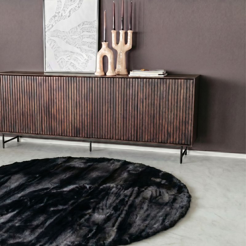 Rond vloerkleed Plush 25 Zwart 80 cm