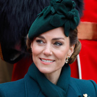 Catherine, Princess of Wales (in her role as Colonel of the Irish Guards) attends the 2025 St. Patrick's Day Parade at Wellington Barracks on March 17, 2025 in London, England.