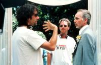 INTOLERABLE CRUELTY, Director Joel Coen, Director Ethan Coen, Billy Bob Thornton, on set, 2003, (c) Universal