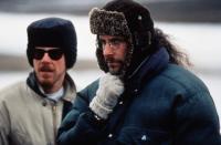 FARGO, screenwriters and director Ethan Coen, Joel Coen on set, 1996, (c) Gramercy Pictures