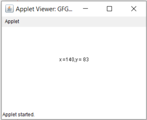 Output showing (x,y) in canvas