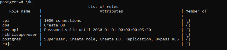 PostgreSQL CREATE ROLE Example