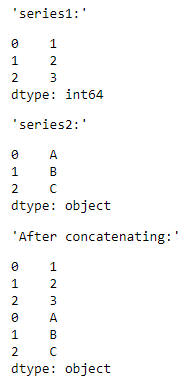 Pandas concat() function