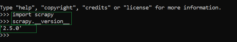 verifying scrapy installation
