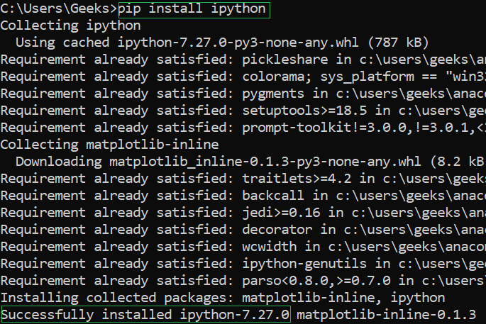 Installing IPython Package Module on Windows using PIP