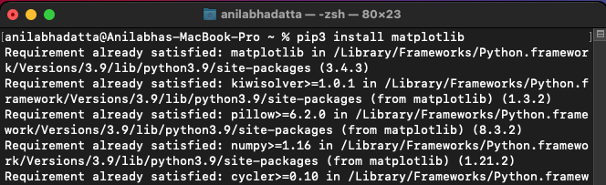 installing Matplotlib package on macOS using pip