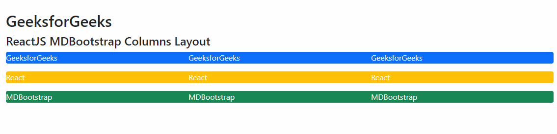 ReactJS MDBootstrap Columns Layout