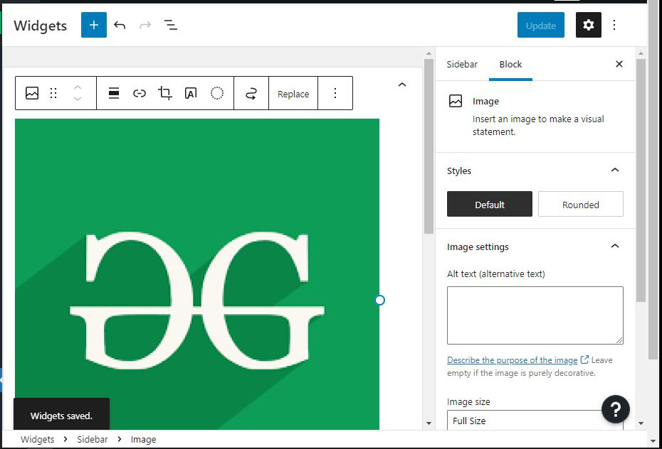 add widgets in WordPress