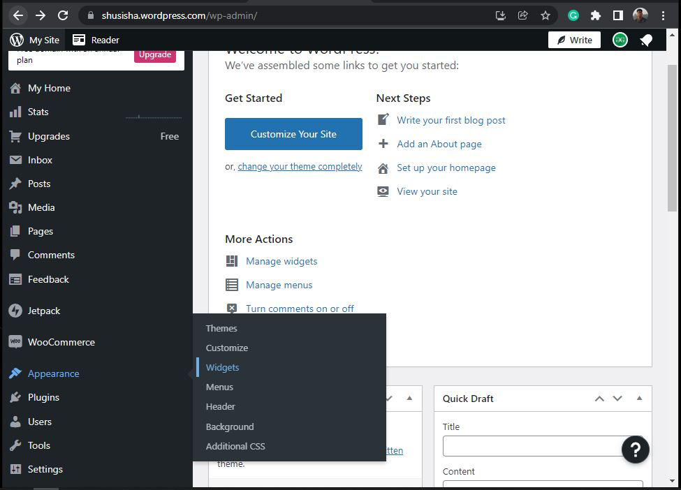 add widgets in WordPress