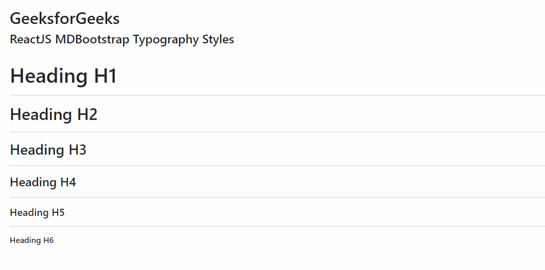 ReactJS MDBootstrap Typography Styles