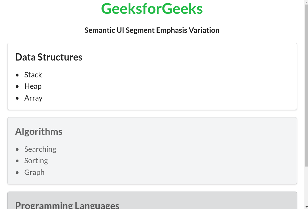 Semantic-UI Segment Emphasis Variation