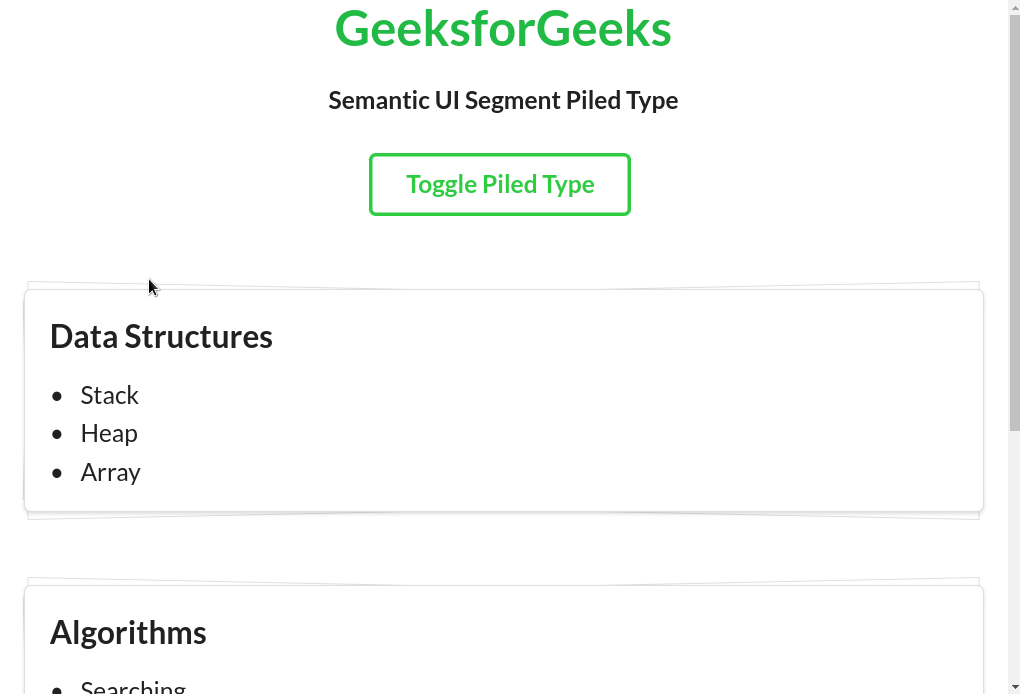 Semantic-UI Segment Piled Type