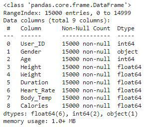 Information of the columns data type
