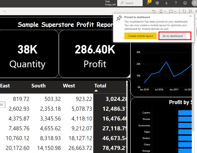 Power BI - How to add Reports to Dashboards?