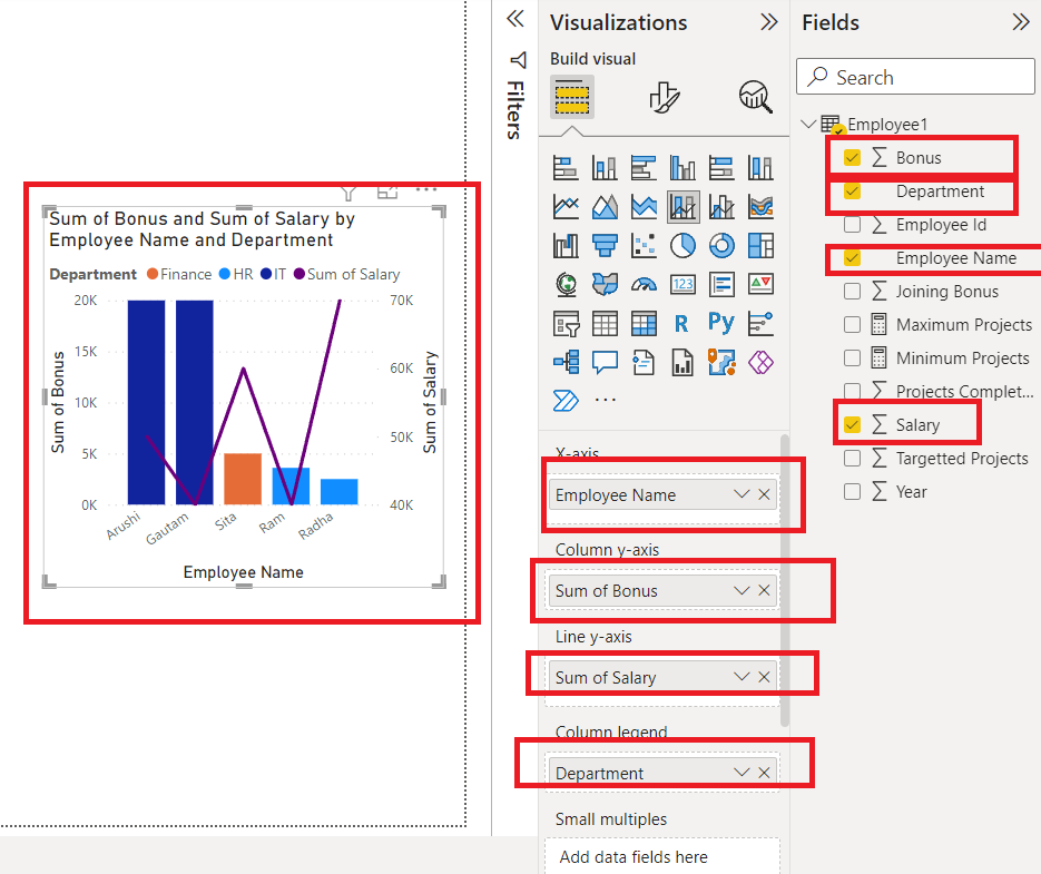 Power BI - Format Line and Stacked Column Chart
