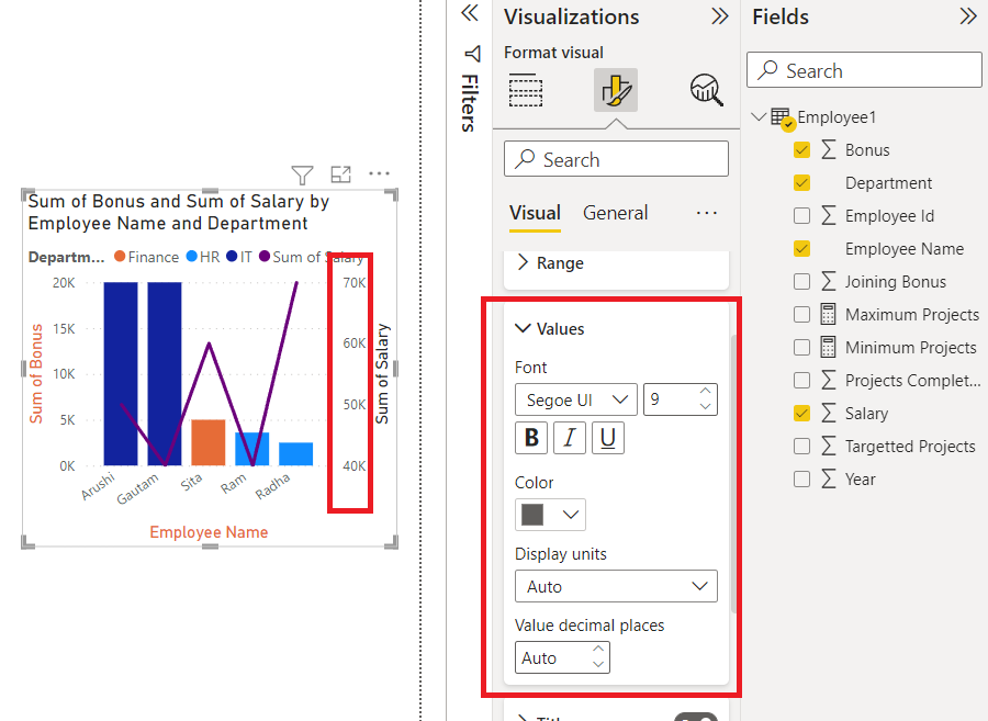 Using Values feature of Secondary Y-Axis