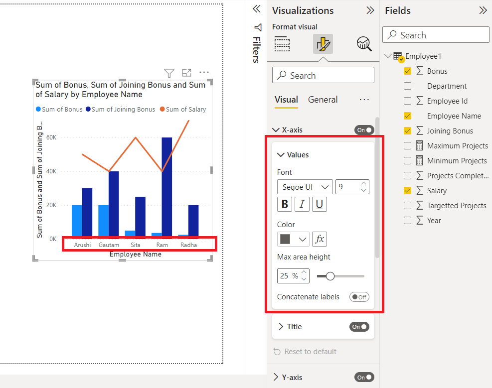 Power BI - Format Line and Clustered Column Chart