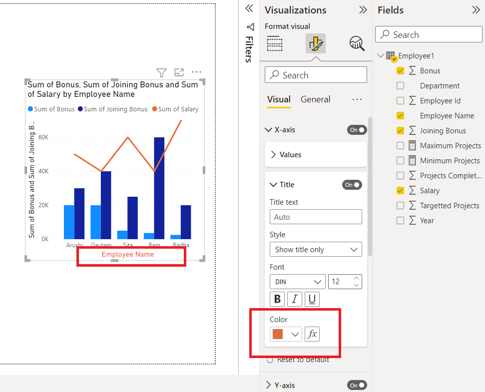 Power BI - Format Line and Clustered Column Chart