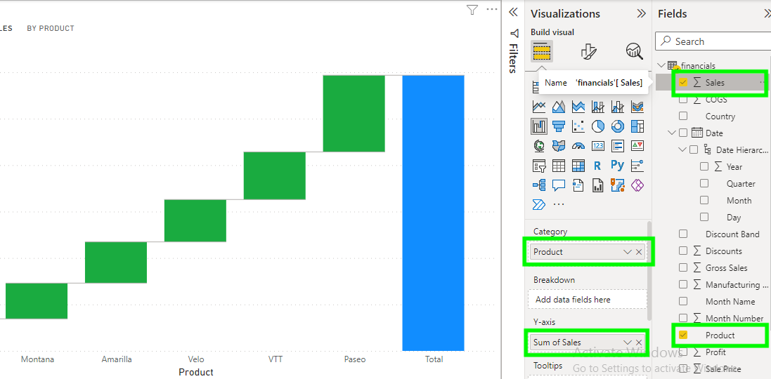 Power BI - How to Create a Waterfall Chart?