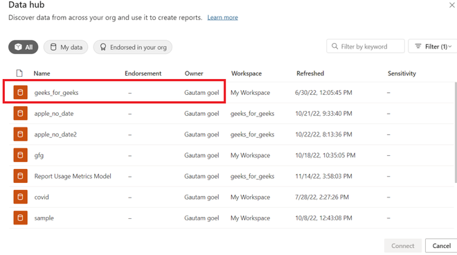 Connecting to datasets in the Power BI service from Desktop