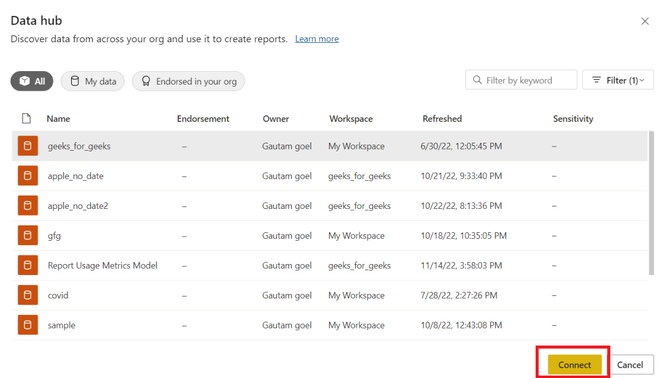 Connecting to datasets in the Power BI service from Desktop