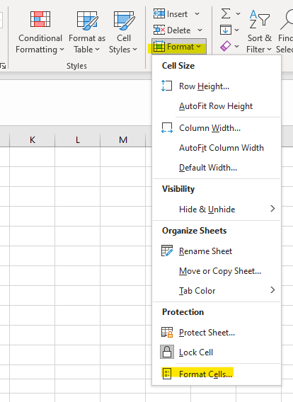 Clicking-format-cells