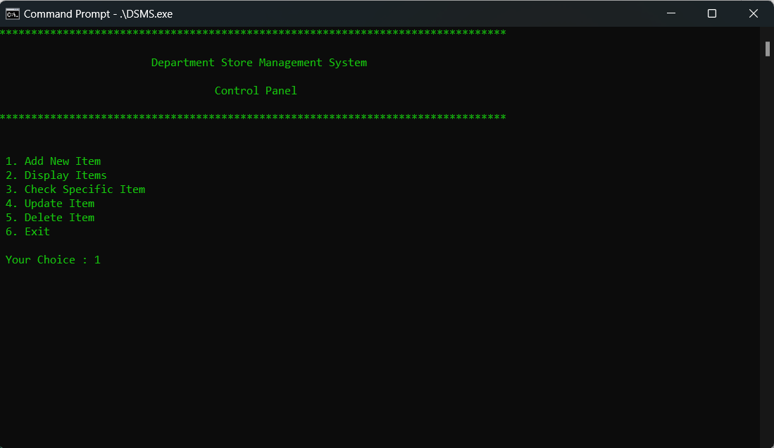 Department Store Management System(DSMS) using C++