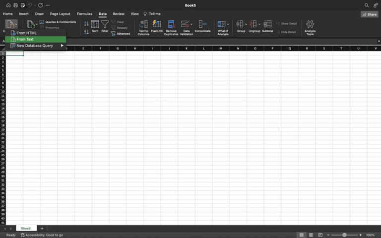 select the format of data in excel
