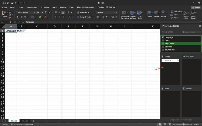 filters added in the table