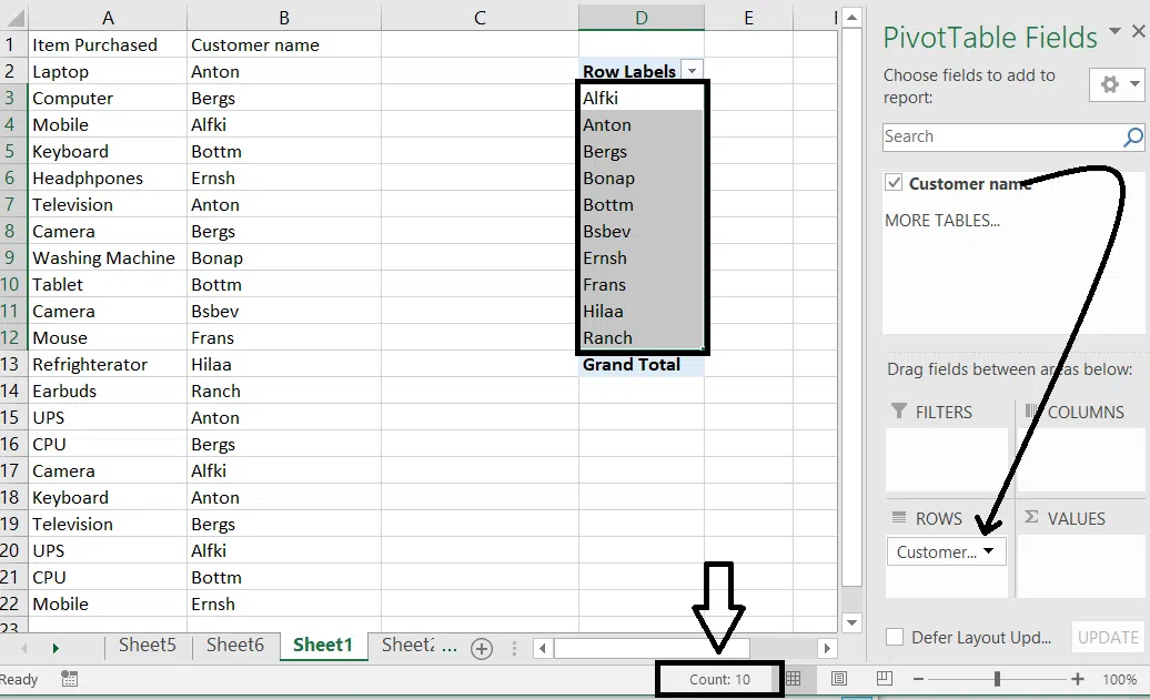 Count Unique Values in Excel