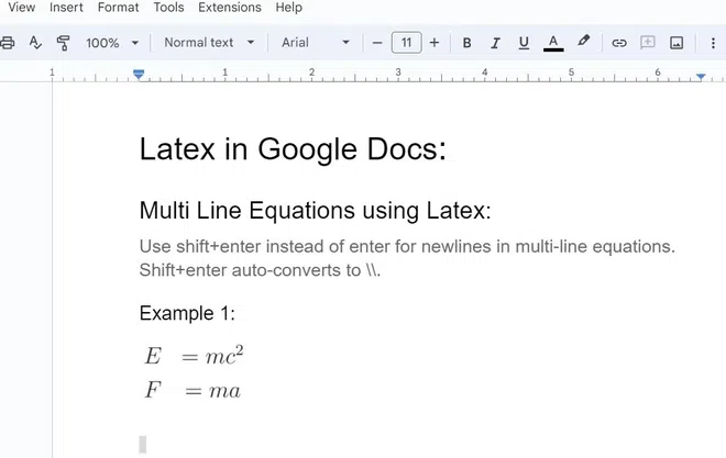 LaTeX in Google Docs