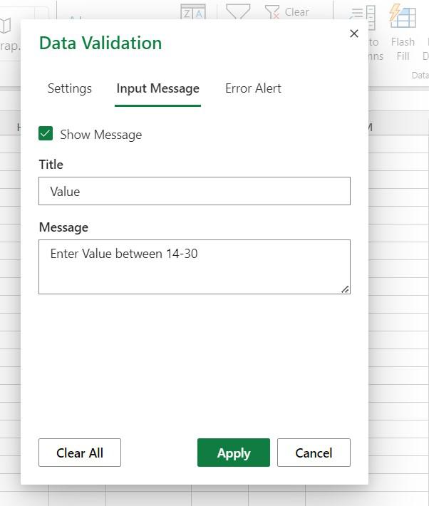 Data Validation in Excel