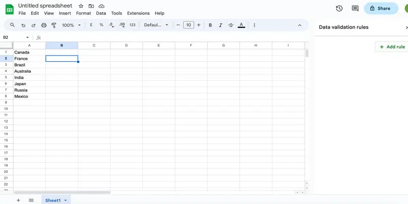 How to Add Dropdown List in Google Sheets