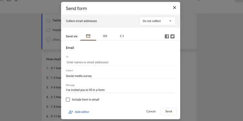 Create Survey in Google Forms