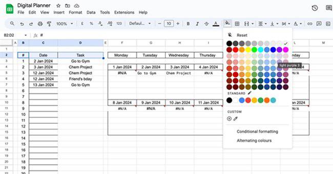 Add colours to your calendar
