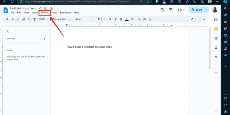 Create a Template on Google Docs