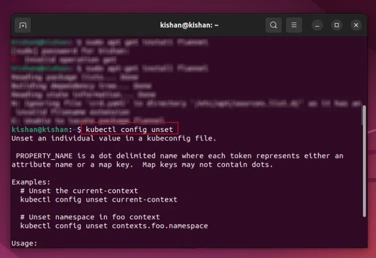 kubectl-config-unset