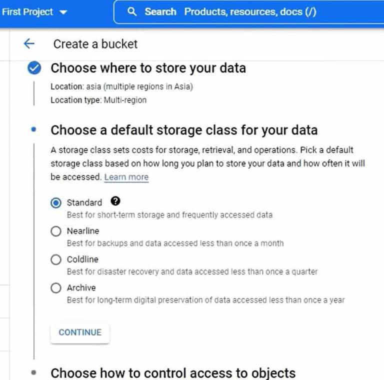 Choose the storage class for your data