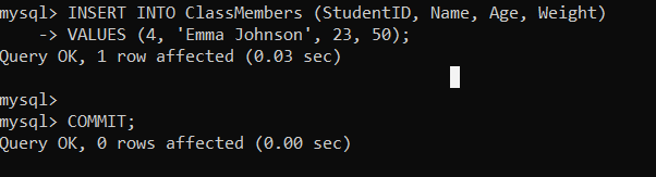 commit Command Example