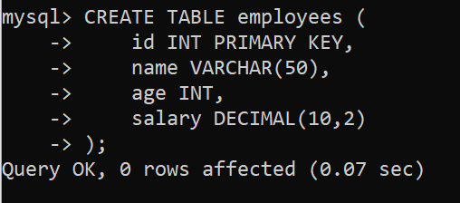 MySQL-create-table