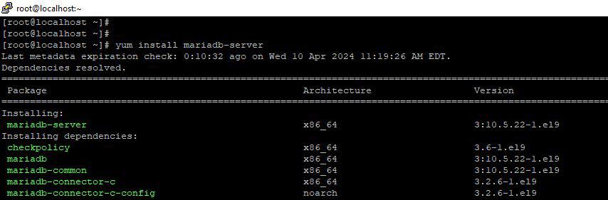 installing mariadb-server