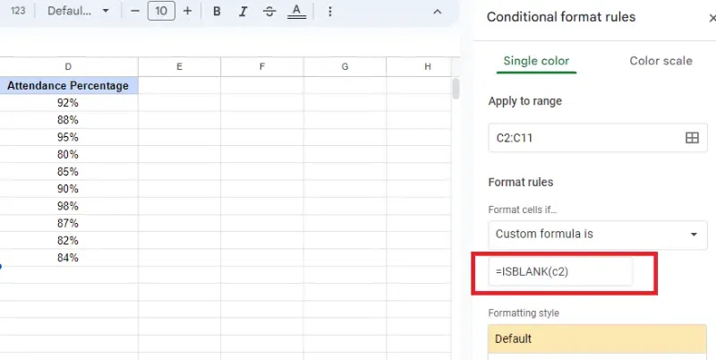 Conditional Formatting in Google Sheets 